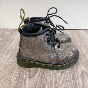 Dr Martens Toddler Silver Glitter Boots 1460 sz 6